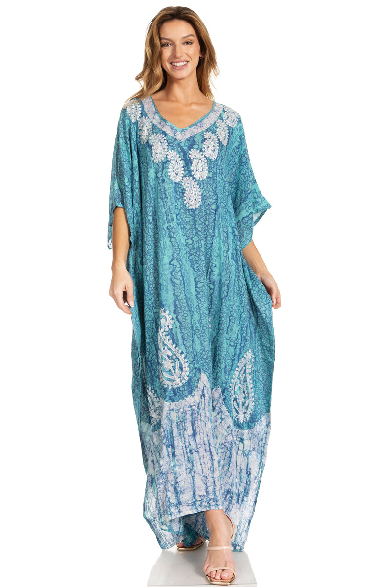 Sakkas Tacy Women's Casual Boho Summer Maxi Dress Caftan Kaftan Cover-up LougeWear