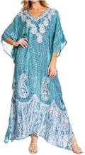 Sakkas Tacy Women's Casual Boho Summer Maxi Dress Caftan Kaftan Cover-up LougeWear#color_10-SeaGreen