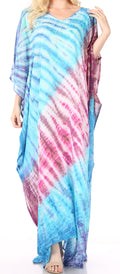 Sakkas Catia Women's Boho Casual Long Maxi Caftan Dress Kaftan Cover-up LougeWear #color_1-Pink