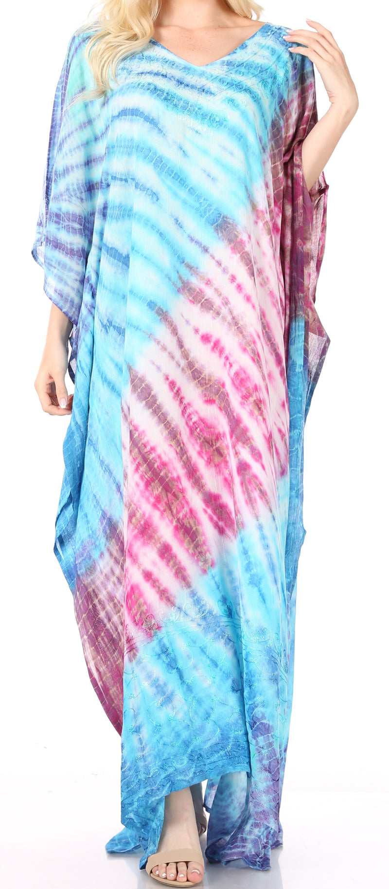 Sakkas Catia Women's Boho Casual Long Maxi Caftan Dress Kaftan Cover-up LougeWear