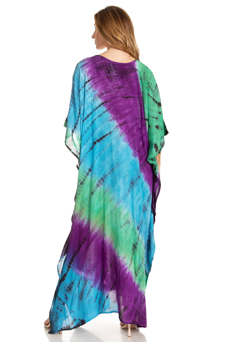 Sakkas Catia Women's Boho Casual Long Maxi Caftan Dress Kaftan Cover-up LougeWear