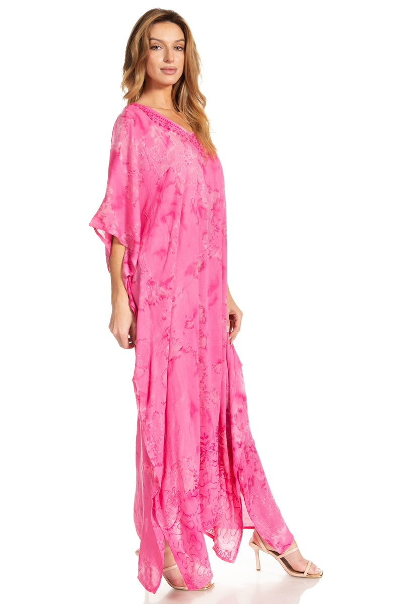 Sakkas Catia Women's Boho Casual Long Maxi Caftan Dress Kaftan Cover-up LougeWear