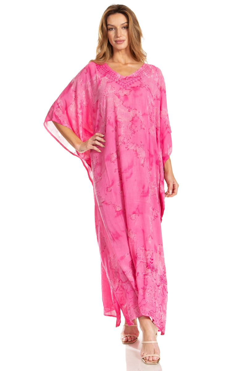 Sakkas Catia Women's Boho Casual Long Maxi Caftan Dress Kaftan Cover-up LougeWear