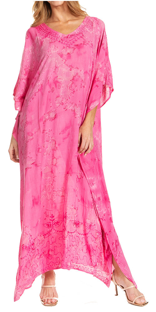 Sakkas Catia Women's Boho Casual Long Maxi Caftan Dress Kaftan Cover-up LougeWear