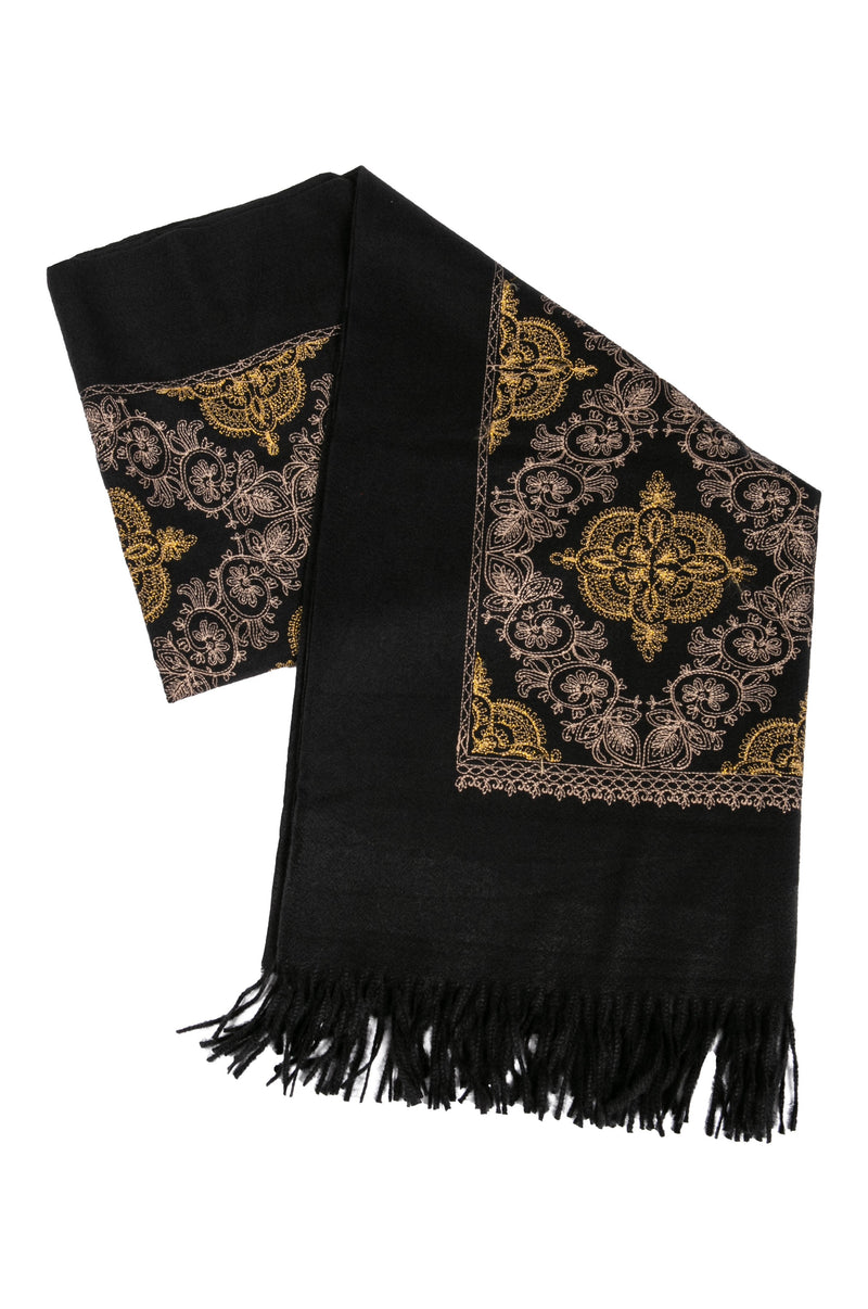 Sakkas Ginata Women's Large Casual Super Soft Embroidery Scarf Shawl Wrap Stole