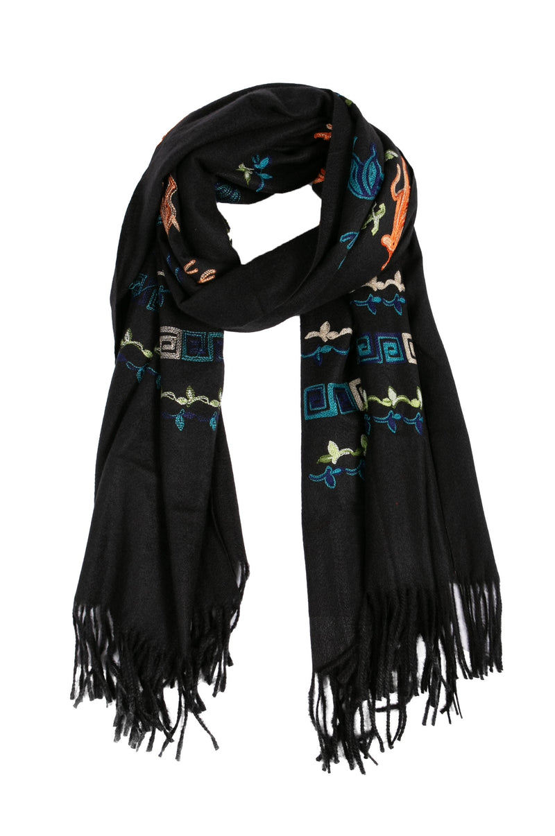 Sakkas Ginata Women's Large Casual Super Soft Embroidery Scarf Shawl Wrap Stole