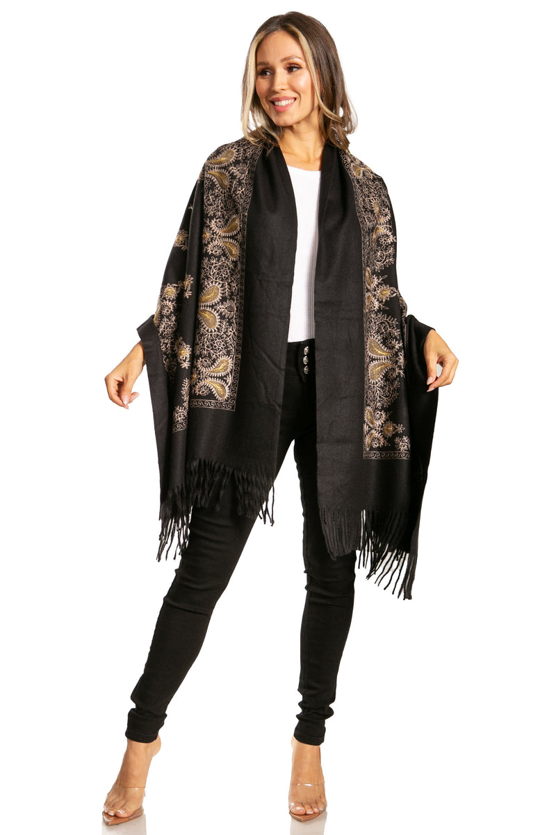 Sakkas Ginata Women's Large Casual Super Soft Embroidery Scarf Shawl Wrap Stole