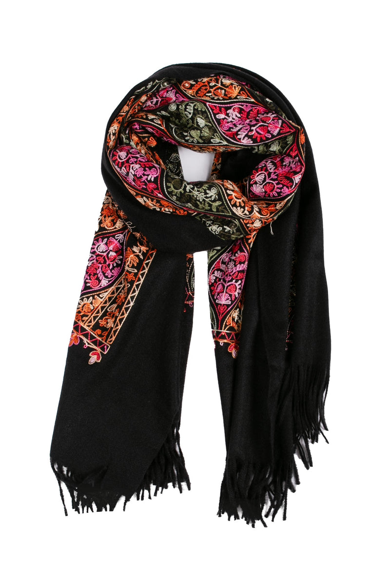 Sakkas Ginata Women's Large Casual Super Soft Embroidery Scarf Shawl Wrap Stole