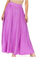 Sakkas Noemi Women's Long Maxi Summer Casual Boho Skirt Elastic Waist & Pockets#color_Purple