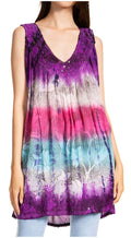 Sakkas Women's Tie Dye Floral Sequin Sleeveless Blouse#color_Purple