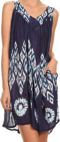 Sakkas Kora V-Neck Relaxed Fit Sleeveless Mini Dress / Cover Up#color_Blue