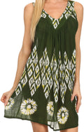 Sakkas Kora V-Neck Relaxed Fit Sleeveless Mini Dress / Cover Up#color_Green