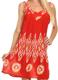 Sakkas Kora V-Neck Relaxed Fit Sleeveless Mini Dress / Cover Up#color_Orange