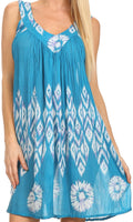 Sakkas Kora V-Neck Relaxed Fit Sleeveless Mini Dress / Cover Up#color_Turquoise