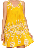 Sakkas Kora V-Neck Relaxed Fit Sleeveless Mini Dress / Cover Up#color_Yellow