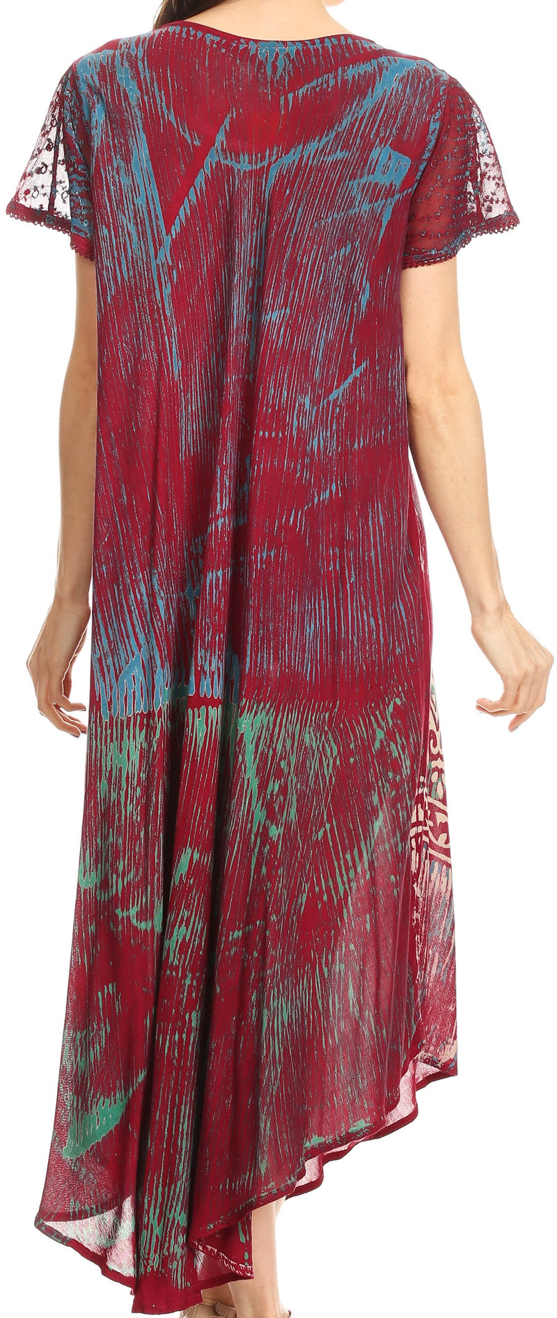 Sakkas Talia Ethnic Print Short Sleeve Long Dress/Cover Up