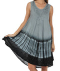 Sakkas Stripe Tie Dye Tank Sheath Dress / Cover Up#color_Grey