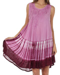 Sakkas Stripe Tie Dye Tank Sheath Dress / Cover Up#color_Mauve