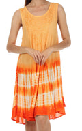 Sakkas Stripe Tie Dye Tank Sheath Dress / Cover Up#color_Orange