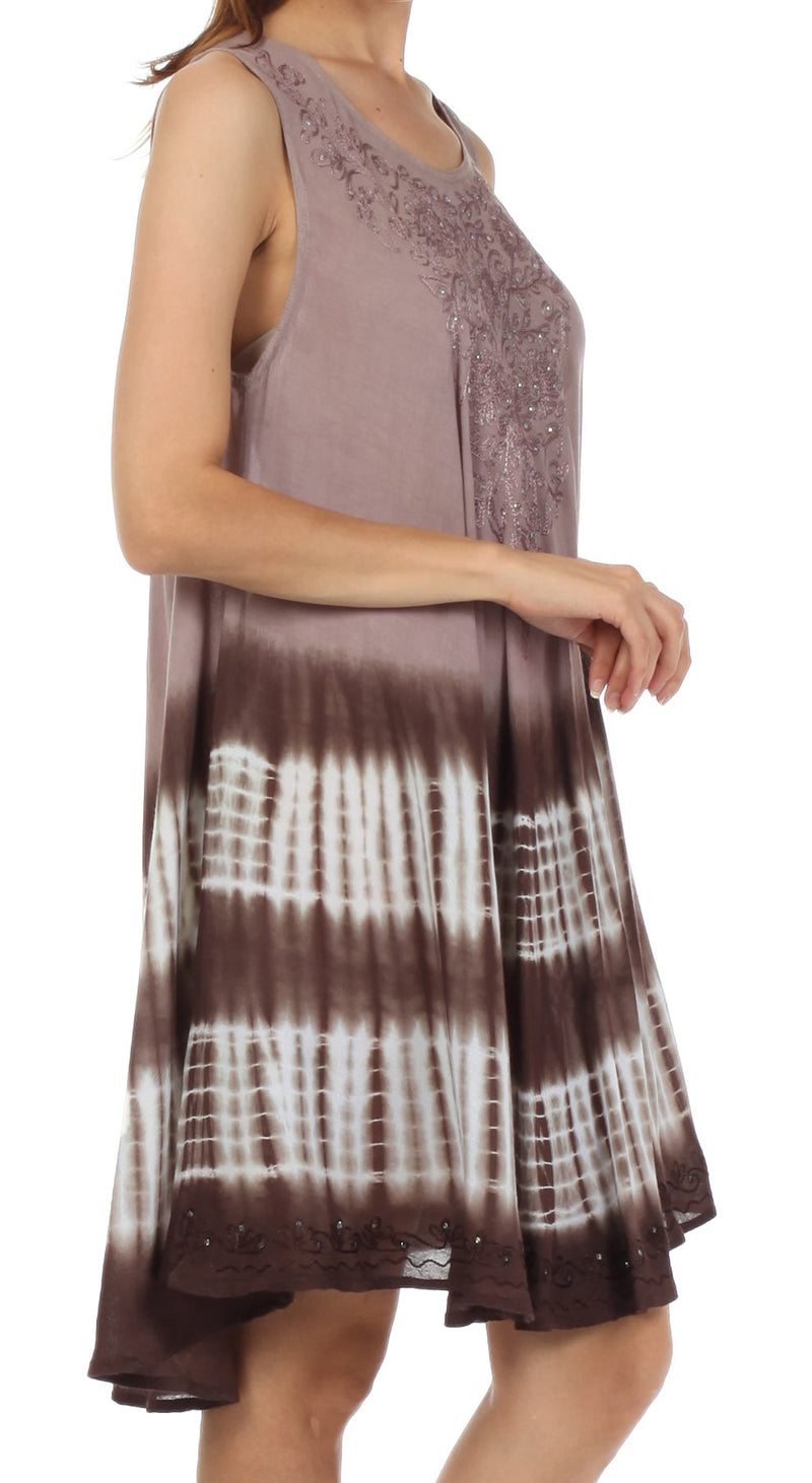 Sakkas Stripe Tie Dye Tank Sheath Dress / Cover Up