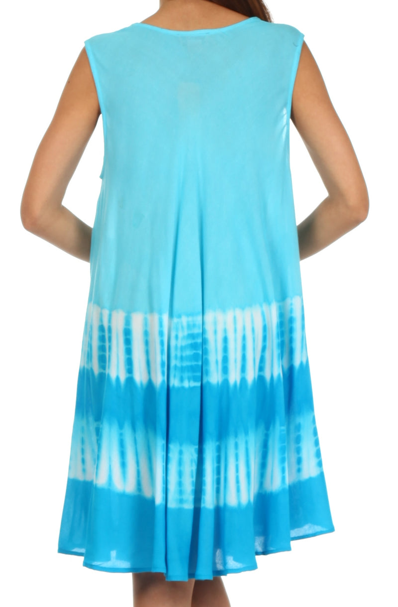 Sakkas Stripe Tie Dye Tank Sheath Dress / Cover Up