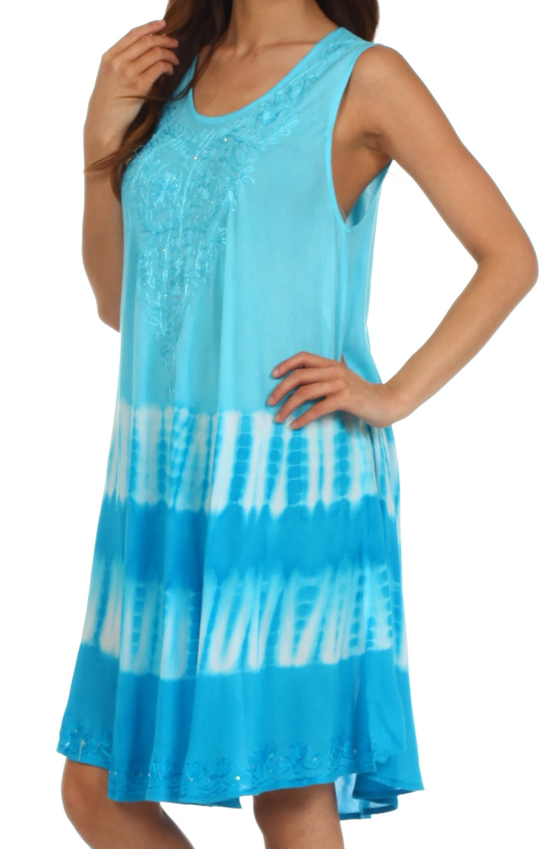 Sakkas Stripe Tie Dye Tank Sheath Dress / Cover Up