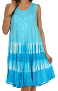 Sakkas Stripe Tie Dye Tank Sheath Dress / Cover Up#color_Turquoise