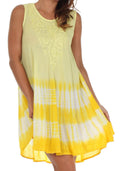 Sakkas Stripe Tie Dye Tank Sheath Dress / Cover Up#color_Yellow