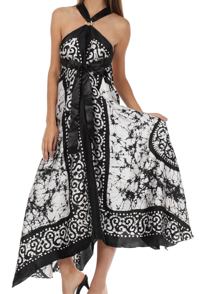 Sakkas Silky Wrap Halter Handkerchief Hem Maxi Dress