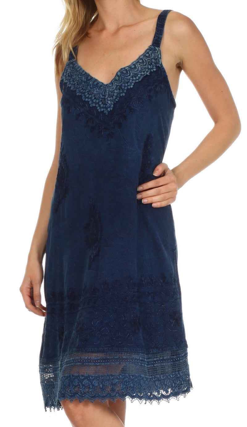 Sakkas Ramita Embroidered Rayon Dress