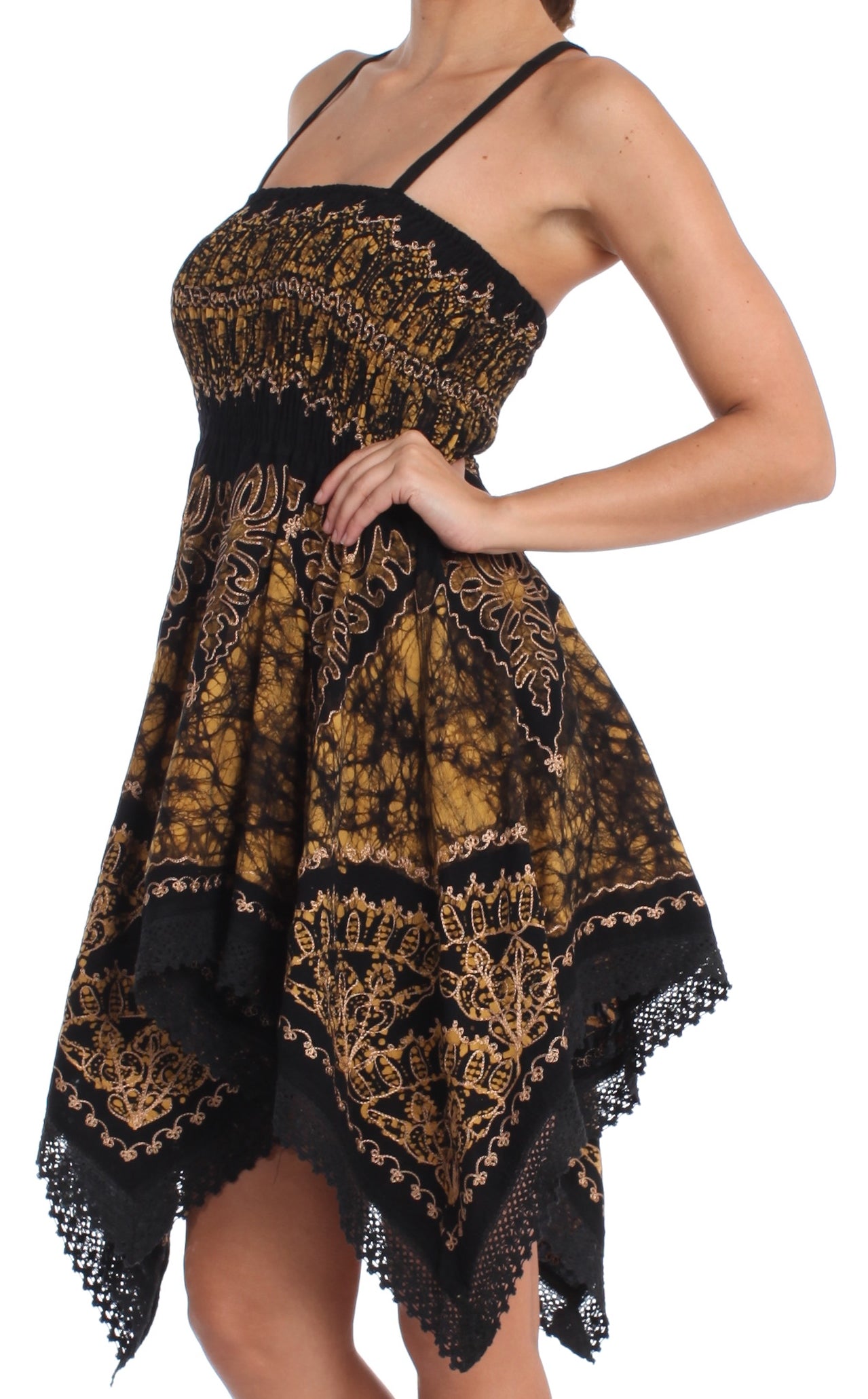 Sakkas Batik Handkerchief Hem Tunic Short Dress