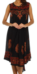 Sakkas Zayna Embroidered Caftan Dress#color_Black/Red