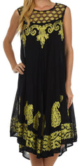 Sakkas Zayna Embroidered Caftan Dress#color_Black/Yellow