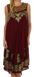 Sakkas Zayna Embroidered Caftan Dress#color_Chocolate/Mehndi