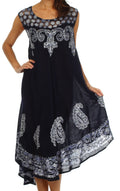 Sakkas Zayna Embroidered Caftan Dress#color_Navy/White