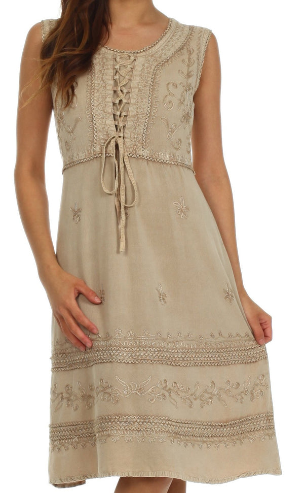 Sakkas Rosalina Embroidered Rayon Dress