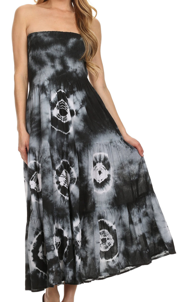 Sakkas Sheila Ocean Shore Sleeveless Tie Dye Long Dress / Skirt