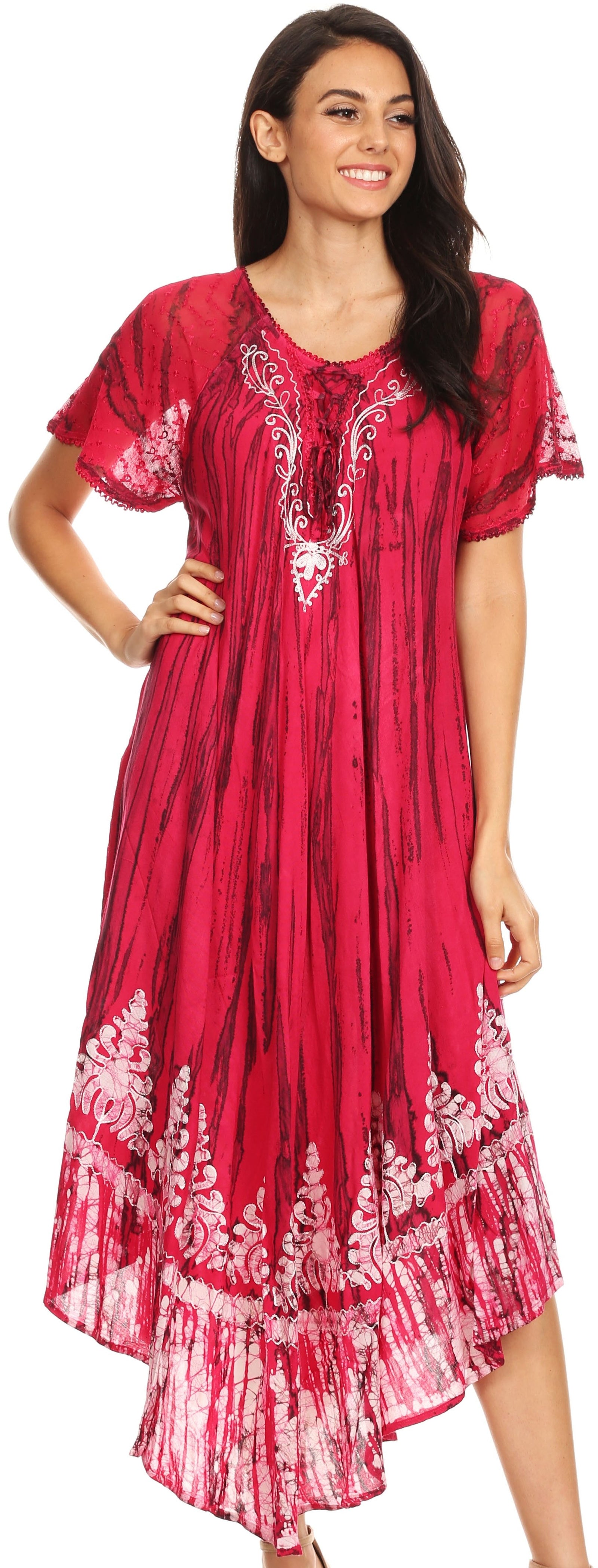 Sakkas Devora Women's Maxi NightGown Caftan Kaftan Dress Tie Dye Batik