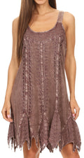 Sakkas Josiane Sleeveless Batik Midi Slim Dress with Embroidery and Pixi Hem#color_Mauve