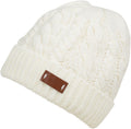 Sakkas Bailey Faux Fur Lined Cable Knit Beanie#color_Ivory 