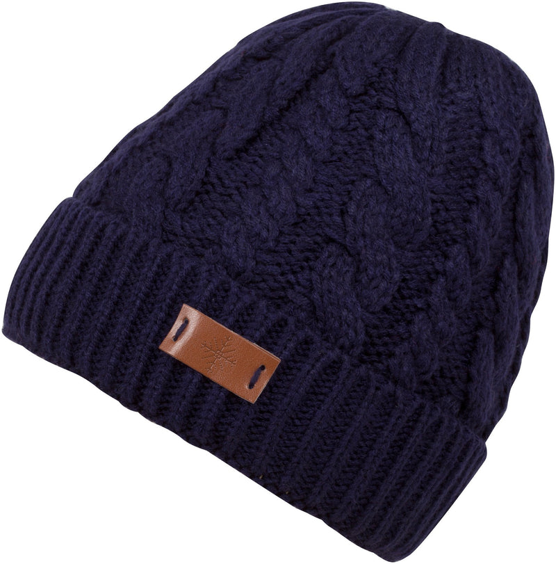 Sakkas Bailey Faux Fur Lined Cable Knit Beanie