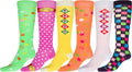 Sakkas Liea Ladies Colorful Unique Pattern / Solid Knee High Socks Assorted 6-Pack#color_Style12