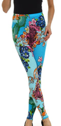 Sakkas Graphic Print Fashion Leggings#color_OrientalFlowerMint