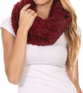 Sakkas Pulle Long Wide Flowing Comfortable Soft Fuzzy Fur Infinity Wrap Scarf#color_Burgundy