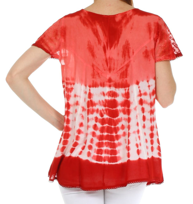 Sakkas Natalie Sequin Tie Dye Blouse