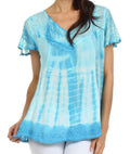 Sakkas Natalie Sequin Tie Dye Blouse#color_SkyBlue